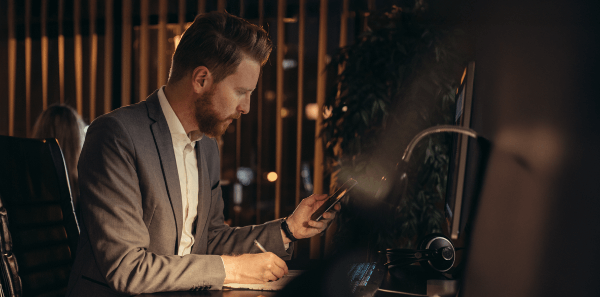 man working at desk