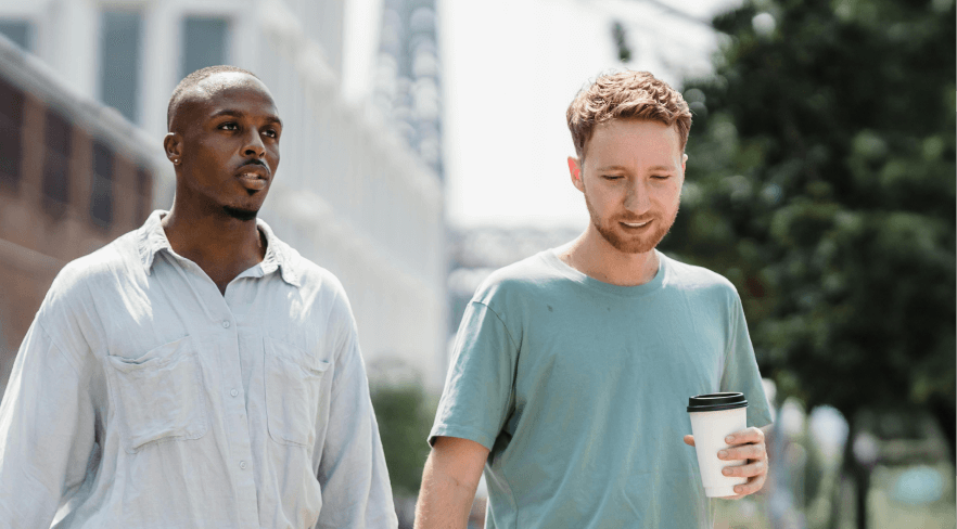 two men walking